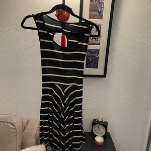 Black and white striped summer dress with back cut outs !